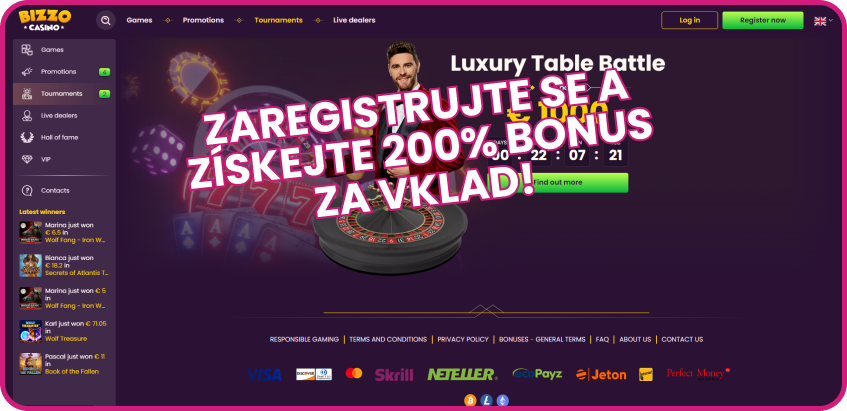 Zaregistrujte se a získejte 200% bonus za vklad!